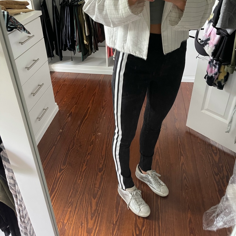 Rag & Bone Black Jeans with White Stripe